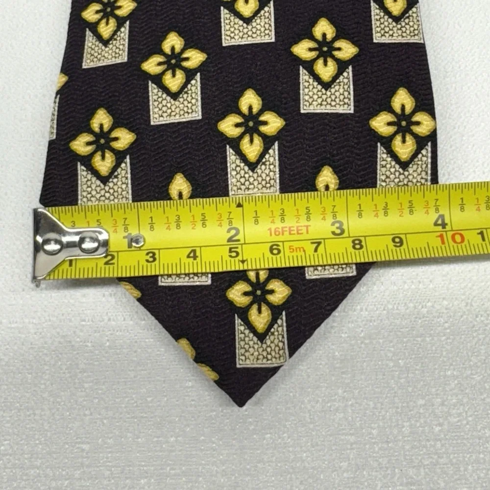 Z Inc. Silk Necktie Mens OS Purple‎ Gold Geometric Floral Italian Luxury Classic